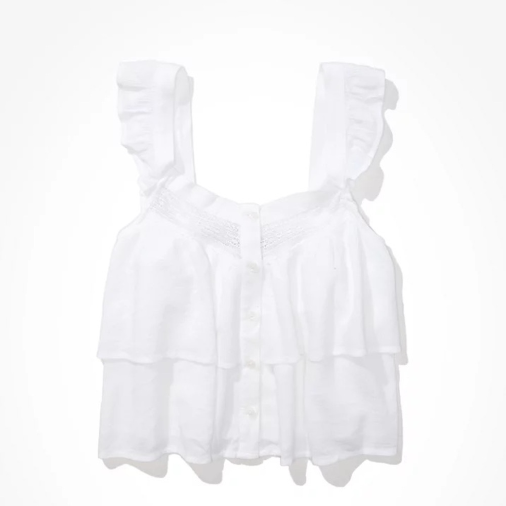 Flutter-Sleeve Button-Up Blouse - image 4